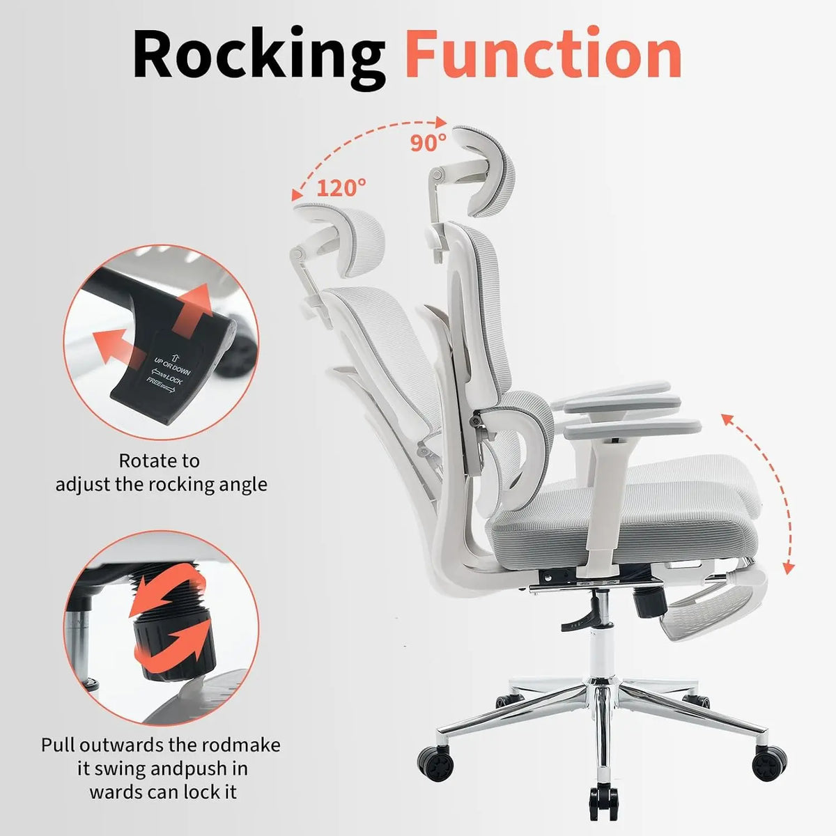 Ergonomická židle s podnožkou a 3D područkami