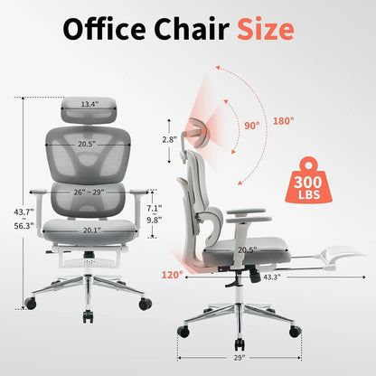 Ergonomická židle s podnožkou a 3D područkami