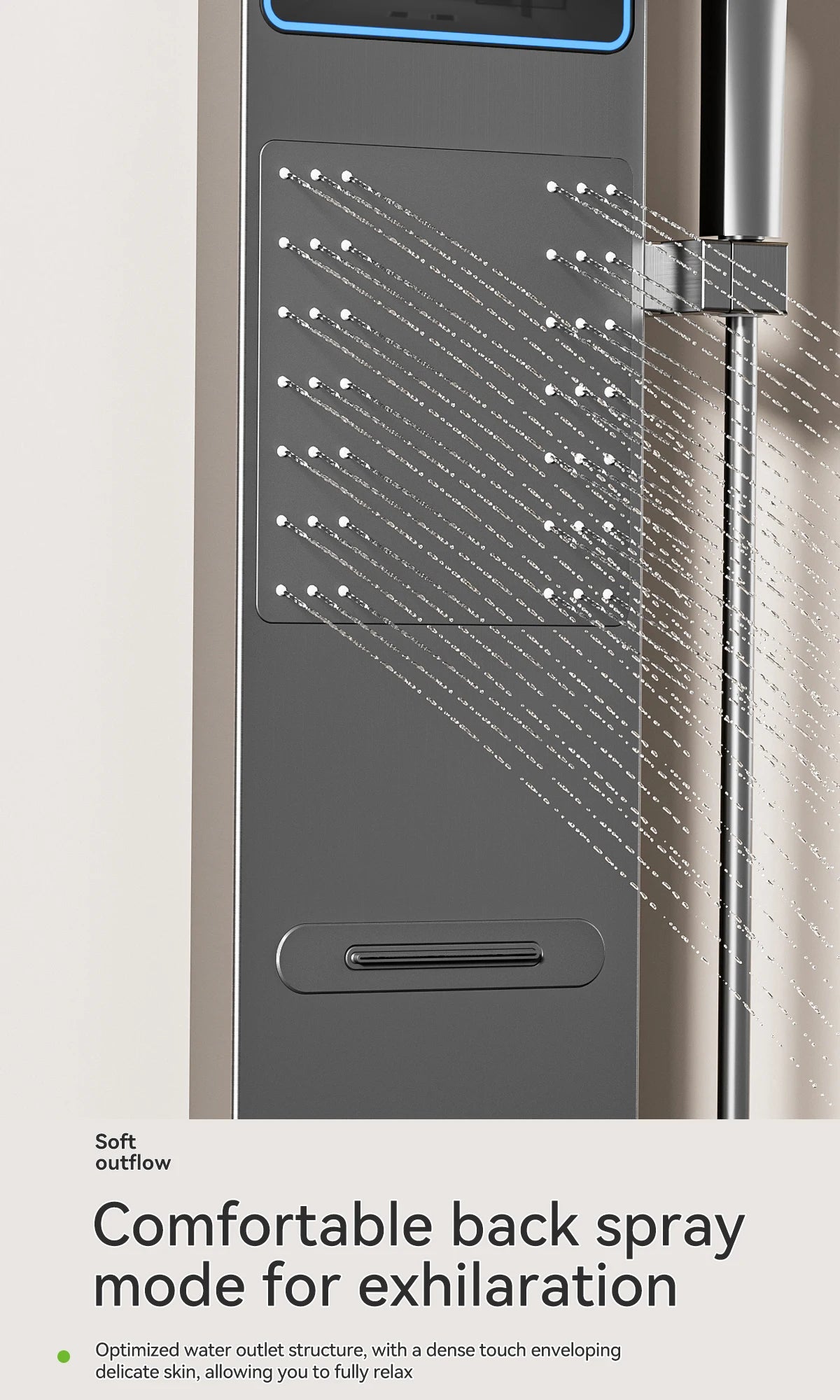 LED Shower Panel System Wall Mounted Rain & Waterfall Set Digital Display Piano Keys Multifunctional Bathroom Faucet