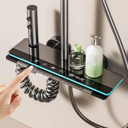 【Ship From EU】Digital Display Shower Set Shower Faucet System Set Hot Cold With Ambient Light Bathroom Faucet Shower Head