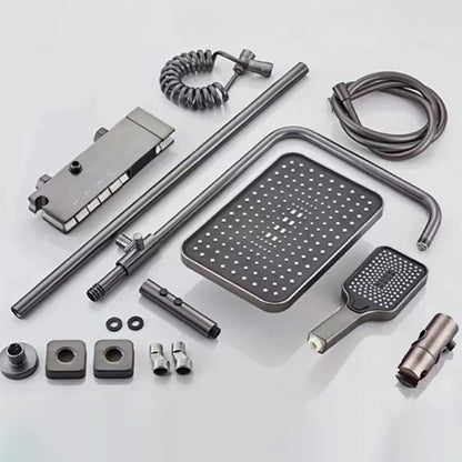 LED Light Shower Head Set Brass Mirror Thermostatic Bathtub Faucet  Electronic Display Hot & Cold Shower