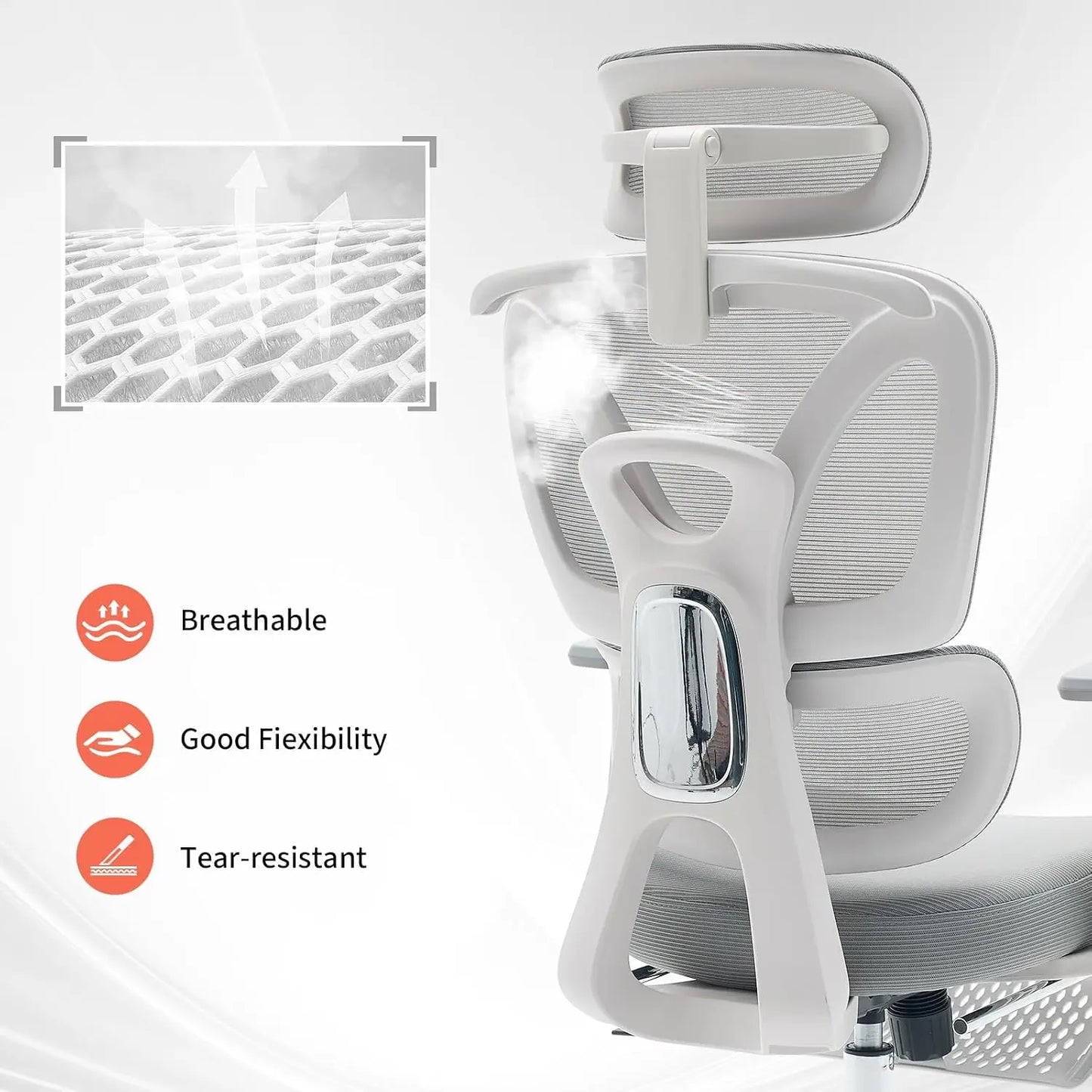 Ergonomická židle s podnožkou a 3D područkami
