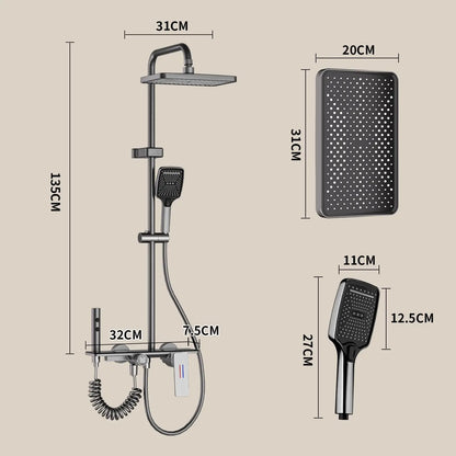 Black Bathroom Faucet Set with Rainfall Shower Head, Handheld Shower, Shower Spray Gun & Bathtub Faucet, Brushed Nickel Finish