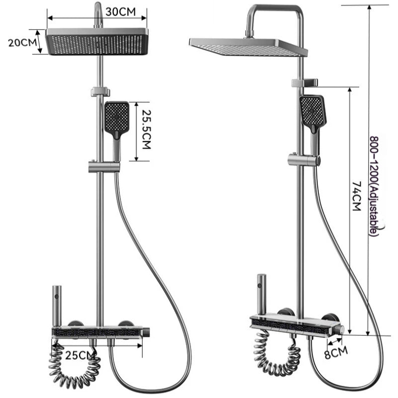 Shower System Bathroom Shower Set Bathtub Hot And Cold Shower Faucet LED Light Digital Brass Faucet Shower Set